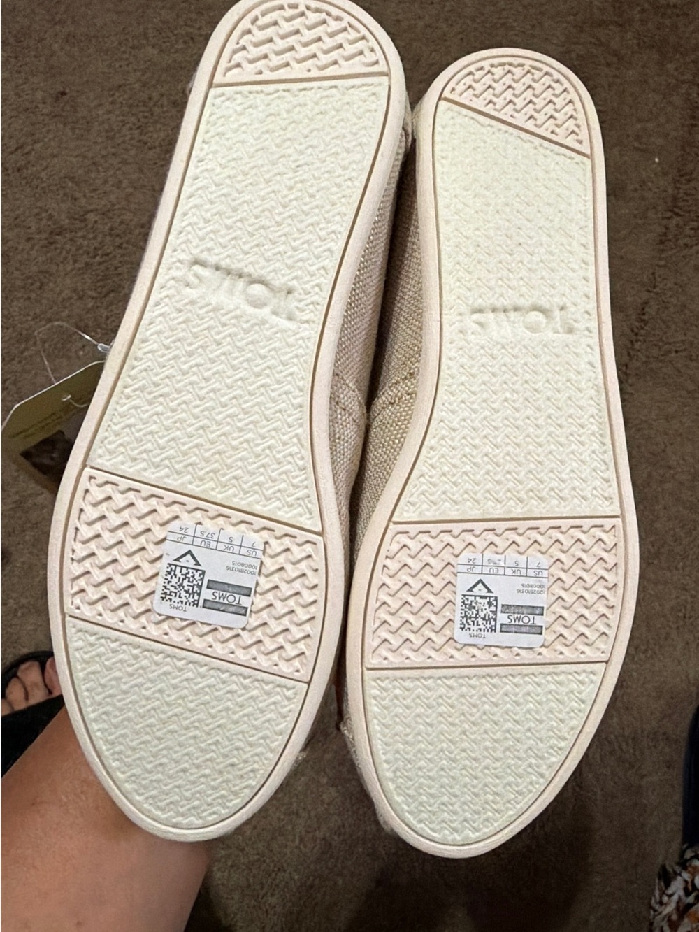 Toms Slip-On Espadrille Flats in Beige Canvas - Picture 6 of 10